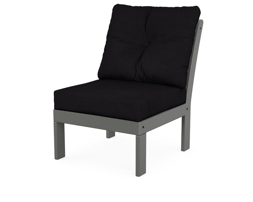 POLYWOOD Vineyard Modular Armless Chair in Slate Grey with Midnight Linen fabric