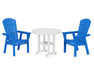 POLYWOOD Nautical Adirondack 3-Piece Round Dining Set in Pacific Blue