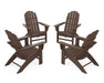 POLYWOOD 4-Piece Vineyard Curveback Adirondack Chair Conversation Set in Mahogany