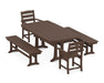 POLYWOOD Lakeside 5-Piece Dining Set with Trestle Legs in Mahogany