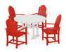 POLYWOOD Classic Adirondack 5-Piece Round Dining Set with Trestle Legs in Sunset Red