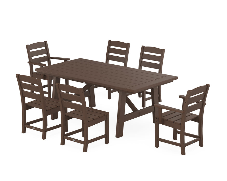 POLYWOOD Lakeside 7-Piece Rustic Farmhouse Dining Set With Trestle