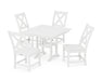 POLYWOOD Braxton Side Chair 5-Piece Farmhouse Dining Set in White