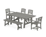 POLYWOOD La Casa Cafe 6-Piece Rustic Farmhouse Dining Set with Bench in Slate Grey