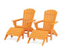POLYWOOD Nautical Curveback Adirondack Chair 4-Piece Set with Ottomans in Tangerine