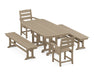 POLYWOOD Lakeside 5-Piece Dining Set with Benches in Vintage Sahara