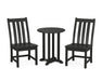 POLYWOOD Vineyard Side Chair 3-Piece Round Dining Set in Black