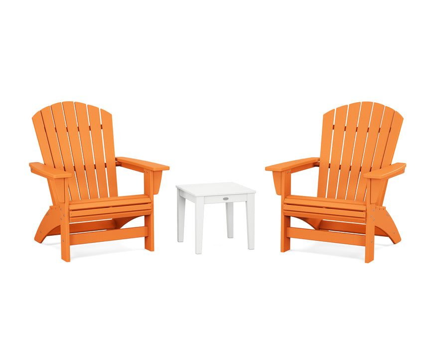 POLYWOOD® 3-Piece Nautical Grand Adirondack Set in Tangerine / White