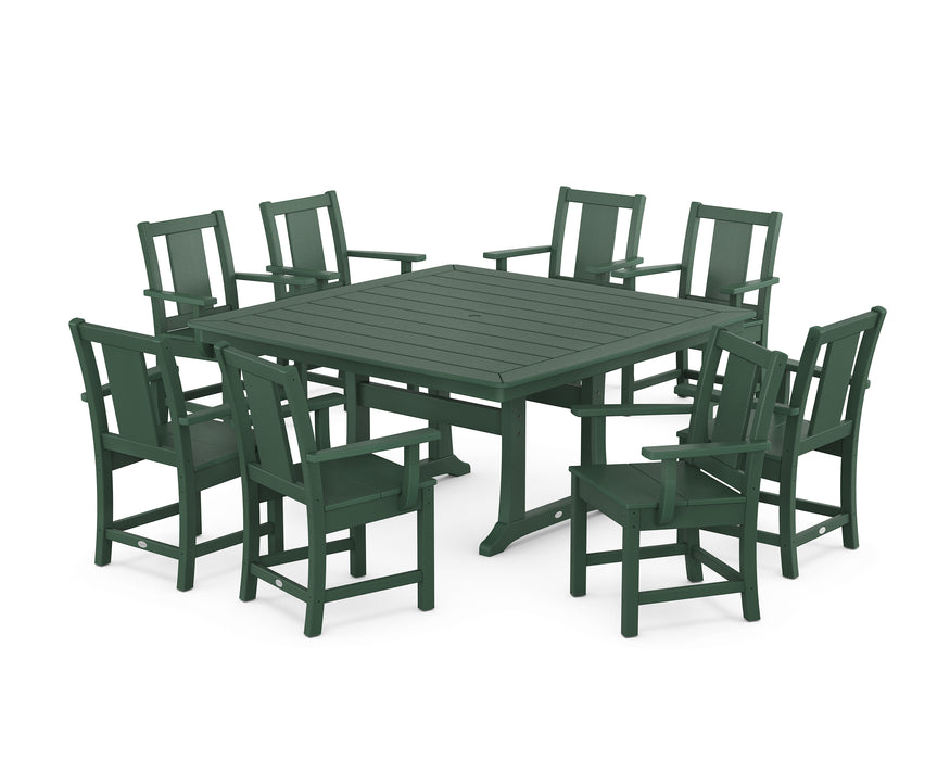 POLYWOOD® Prairie 9-Piece Square Dining Set with Trestle Legs in Mahogany