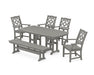 Martha Stewart by POLYWOOD Chinoiserie 6-Piece Dining Set with Bench in Slate Grey