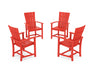 POLYWOOD® Quattro 4-Piece Upright Adirondack Conversation Set in Sunset Red