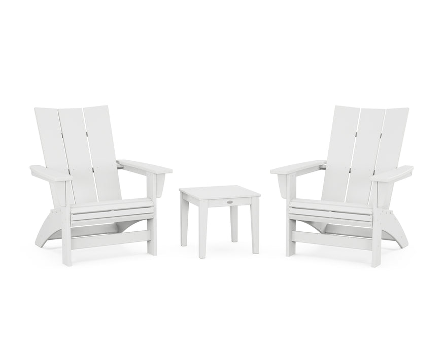 POLYWOOD® 3-Piece Modern Grand Adirondack Set in White
