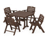 POLYWOOD Nautical Lowback 5-Piece Farmhouse Dining Set With Trestle Legs in Mahogany