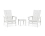 POLYWOOD® 3-Piece Modern Grand Upright Adirondack Set in White