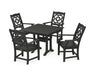 Martha Stewart by POLYWOOD Chinoiserie 5-Piece Farmhouse Dining Set with Trestle Legs in Black