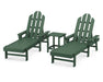 POLYWOOD Long Island Chaise 3-Piece Set in Green