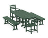 POLYWOOD La Casa Café 5-Piece Dining Set with Benches in Green