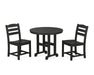 POLYWOOD La Casa Café Side Chair 3-Piece Round Dining Set in Black