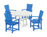 POLYWOOD Quattro 5-Piece Round Farmhouse Dining Set in Pacific Blue