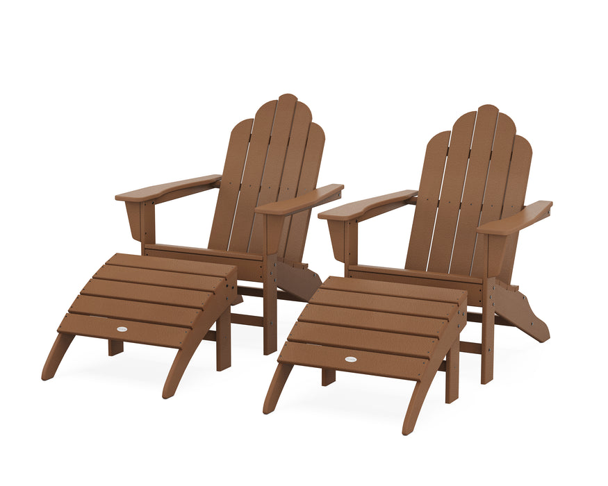 POLYWOOD Long Island Adirondack Chair 4-Piece Set with Ottomans in White