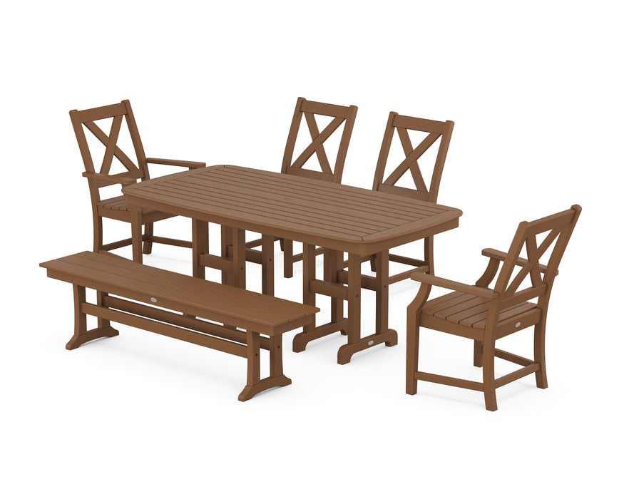 POLYWOOD Braxton 6-Piece Dining Set with Bench in Teak