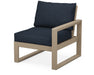 POLYWOOD® EDGE Modular Right Arm Chair in Vintage Sahara with Marine Indigo fabric