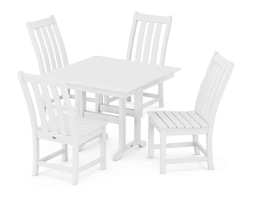 POLYWOOD Vineyard Side Chair 5-Piece Farmhouse Dining Set in White