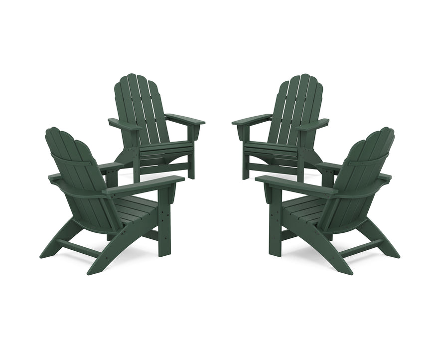 POLYWOOD® 4-Piece Vineyard Grand Adirondack Chair Conversation Set in Green