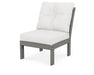 POLYWOOD Vineyard Modular Armless Chair in Slate Grey with Natural Linen fabric