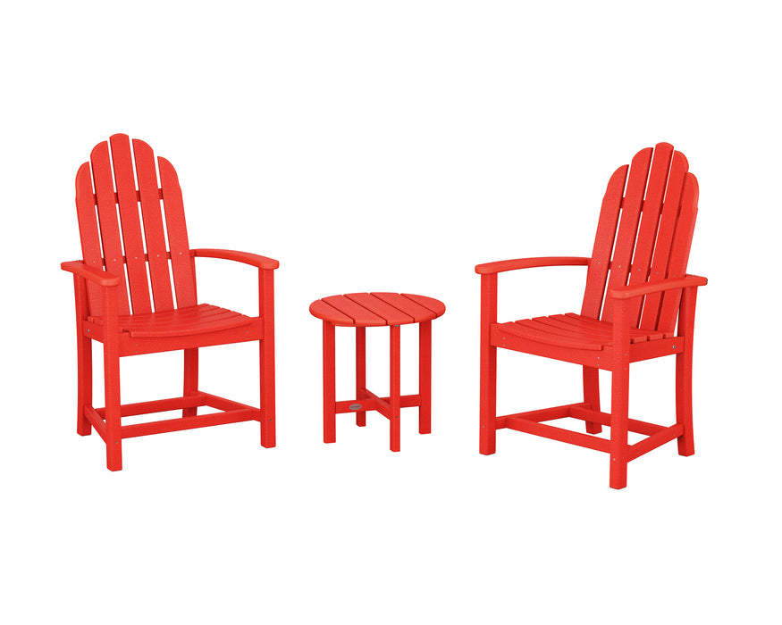 POLYWOOD® Classic 3-Piece Upright Adirondack Chair Set in Sunset Red