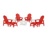 POLYWOOD® Vineyard Grand Upright Adirondack 9-Piece Conversation Set in Sunset Red / White