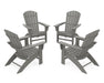 POLYWOOD 4-Piece Nautical Curveback Adirondack Chair Conversation Set in Slate Grey
