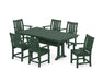 POLYWOOD® Oxford Arm Chair 7-Piece Farmhouse Dining Set with Trestle Legs in Mahogany