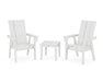 POLYWOOD® Modern 3-Piece Curveback Upright Adirondack Chair Set in White