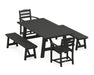 POLYWOOD La Casa Cafe 5-Piece Rustic Farmhouse Dining Set With Benches in Black
