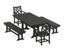 POLYWOOD Chippendale 5-Piece Farmhouse Dining Set With Trestle Legs in Black
