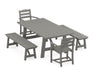 POLYWOOD La Casa Cafe 5-Piece Rustic Farmhouse Dining Set With Benches in Slate Grey