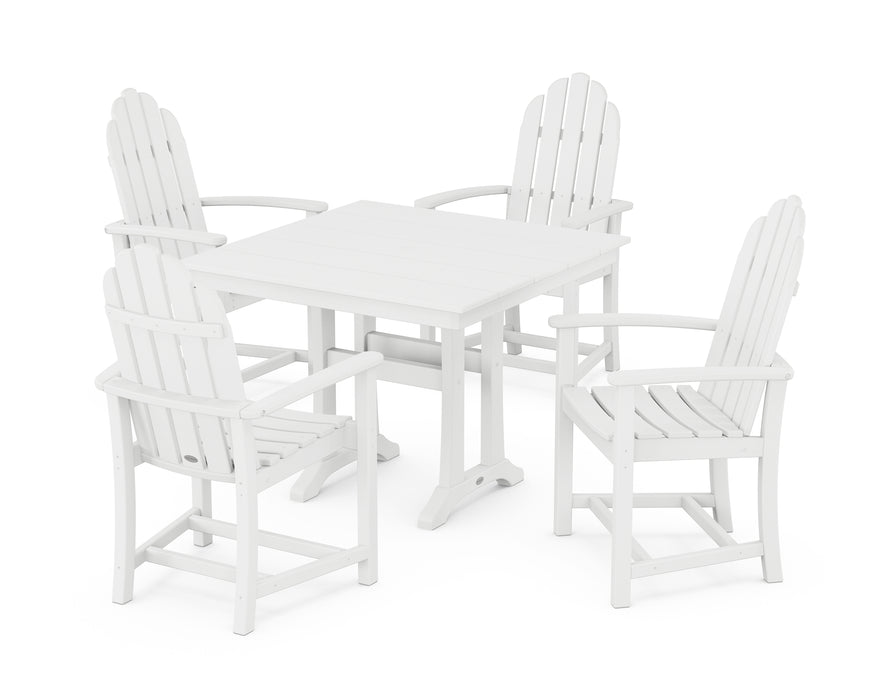 POLYWOOD Classic Adirondack 5-Piece Farmhouse Dining Set With Trestle Legs in White