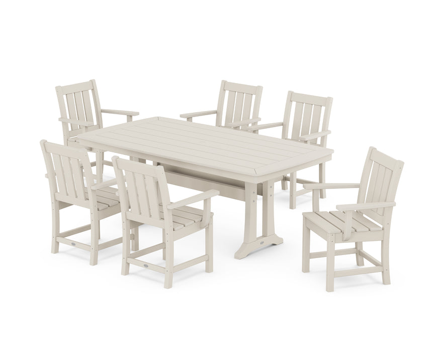POLYWOOD® Oxford Arm Chair 7-Piece Dining Set with Trestle Legs in Slate Grey