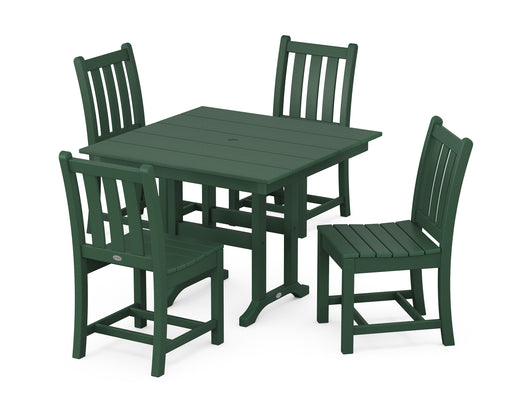 POLYWOOD Traditional Garden Side Chair 5-Piece Farmhouse Dining Set in Green