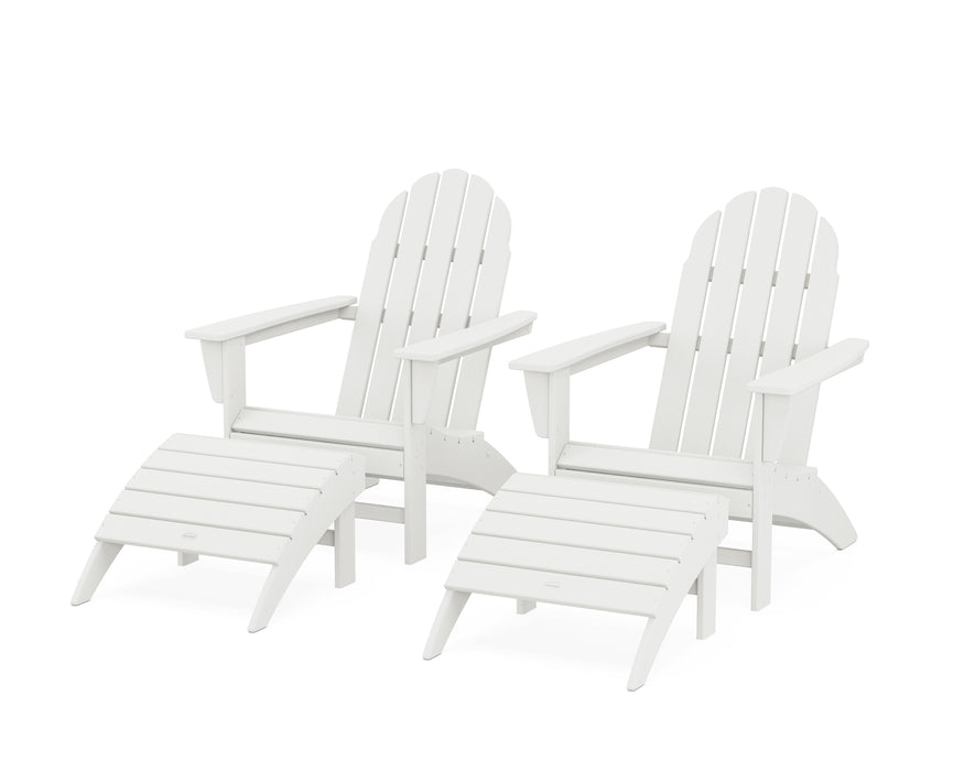 POLYWOOD Vineyard Adirondack Chair 4-Piece Set with Ottomans in Vintage White
