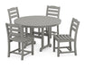 POLYWOOD La Casa Café Side Chair 5-Piece Round Farmhouse Dining Set in Slate Grey