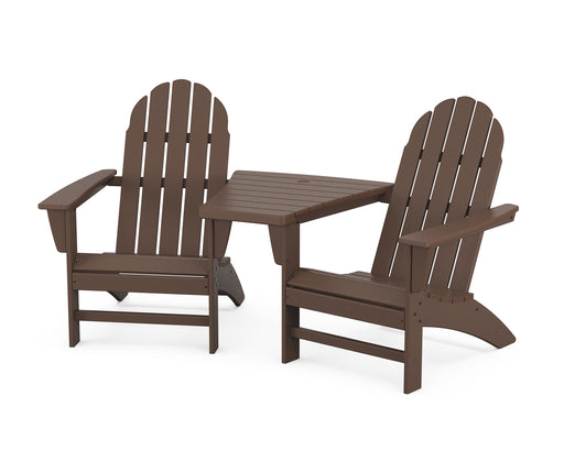 POLYWOOD Vineyard 3-Piece Adirondack Set with Angled Connecting Table in Mahogany
