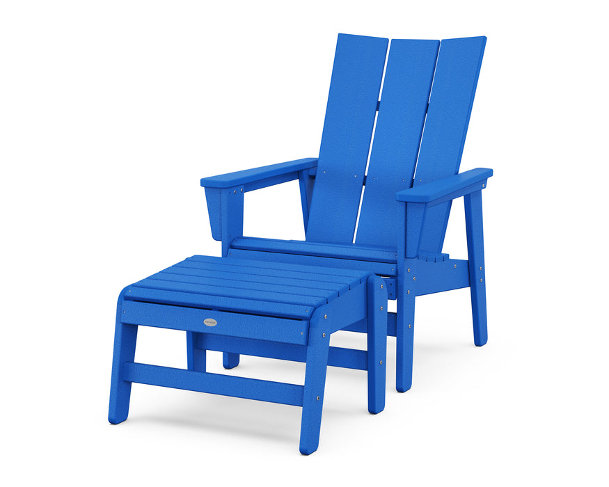 POLYWOOD® Modern Grand Upright Adirondack Chair with Ottoman in Aruba