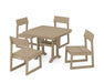 POLYWOOD EDGE Side Chair 5-Piece Dining Set with Trestle Legs in Vintage Sahara