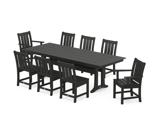 POLYWOOD® Oxford 9-Piece Farmhouse Dining Set with Trestle Legs in Green
