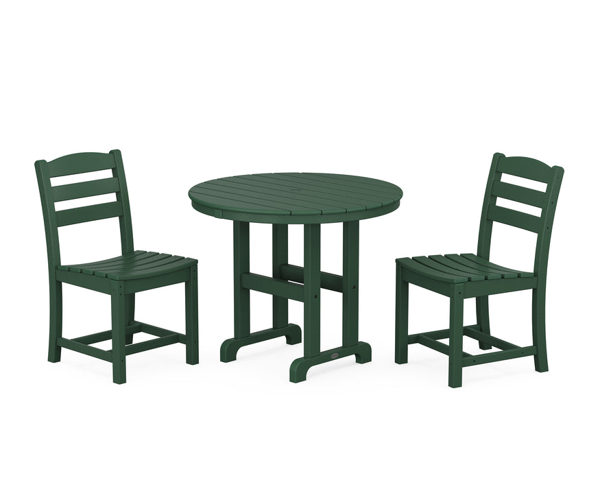 POLYWOOD La Casa Café Side Chair 3-Piece Round Dining Set in Green