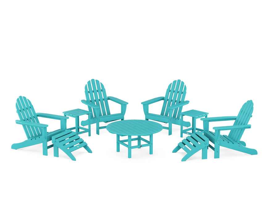 POLYWOOD Classic Adirondack Chair 9-Piece Conversation Set in Aruba