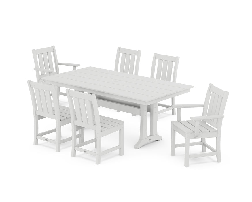 POLYWOOD® Oxford 7-Piece Farmhouse Dining Set with Trestle Legs in White