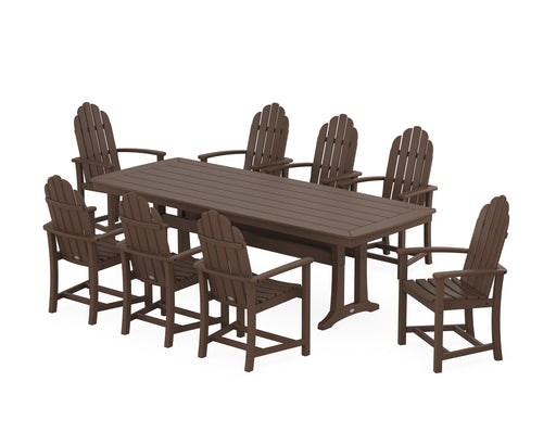 POLYWOOD Classic Adirondack 9-Piece Dining Set with Trestle Legs in Mahogany